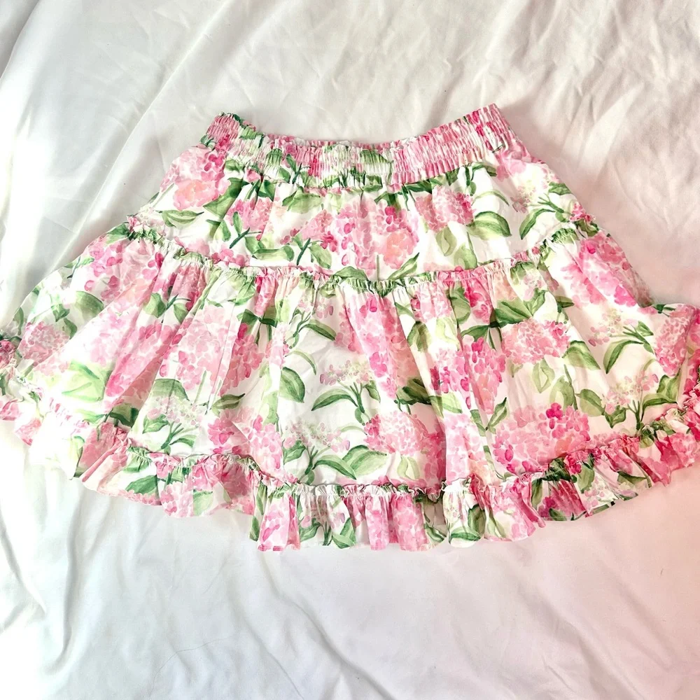 Hill House Paz Skirt Pink Hydrangeas size M NWT - Picture 3 of 6